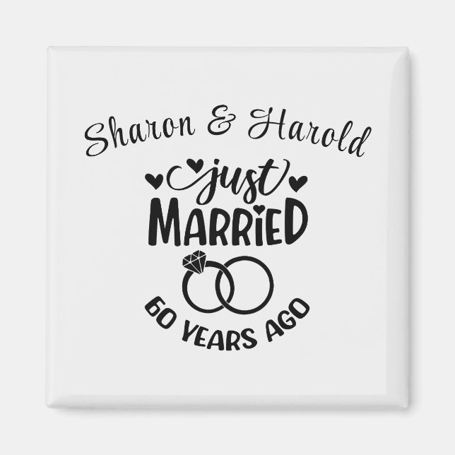 Aimant 60e anniversaire du Mariage Noms personnalisés Dia (Devant)