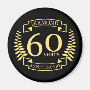 Aimant 60e ANNIVERSAIRE Mariage en diamant jaune