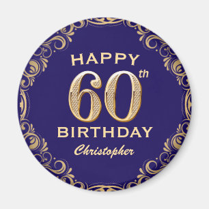 Aimant 60e anniversaire Parties scintillant marine bleu e