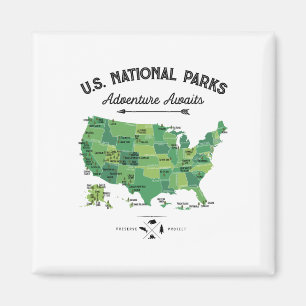 Aimant 62 Carte des parcs nationaux Parc américain Campin