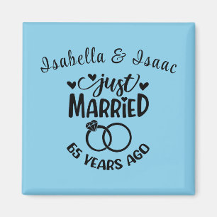 Aimant 65e anniversaire du Mariage Noms personnalisés Sky
