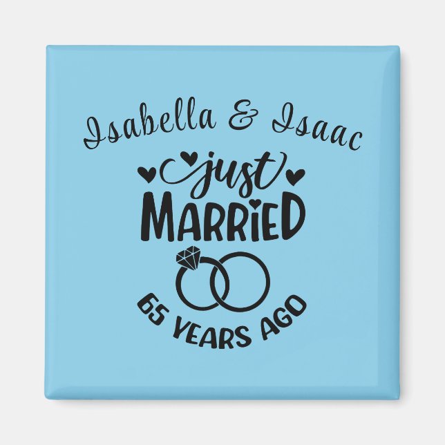 Aimant 65e anniversaire du Mariage Noms personnalisés Sky (Devant)