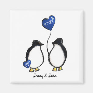 Aimant 65e saphir mariage anniversaire cadeau pingouin