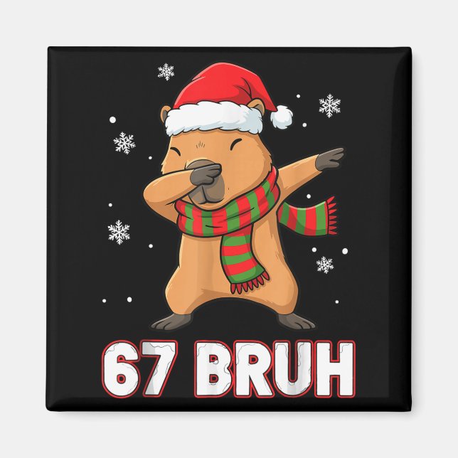 Aimant 67 Bruh Six Seven Meme Capybara Christmas Kids Boy (Devant)