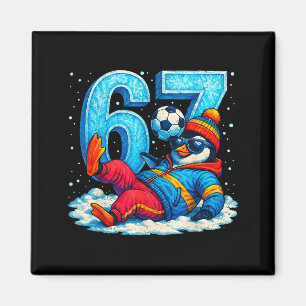 Aimant 67 Cadeau de mème drôle d'hiver de football de pin