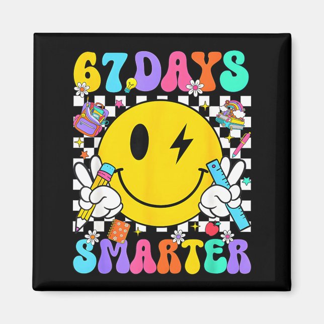 Aimant 67 Days Of School Smile Face 67 Days Smarter Teach (Devant)