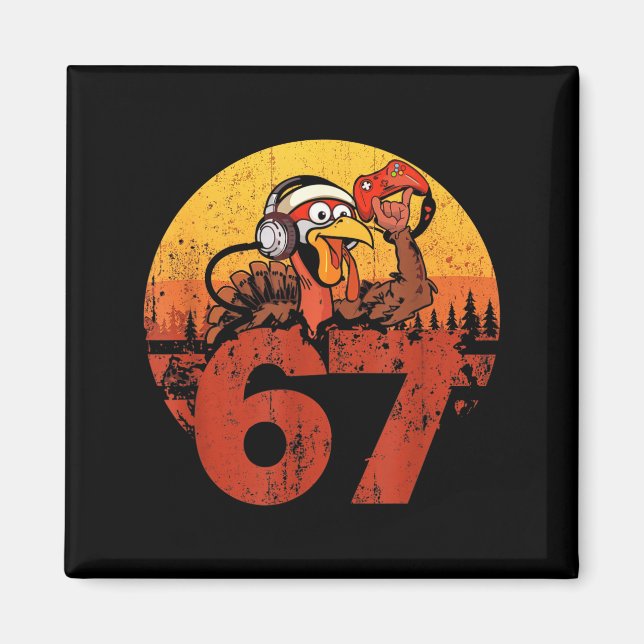 Aimant 67 Funny Turkey Thanksgiving Gym Fitness Workout S (Devant)