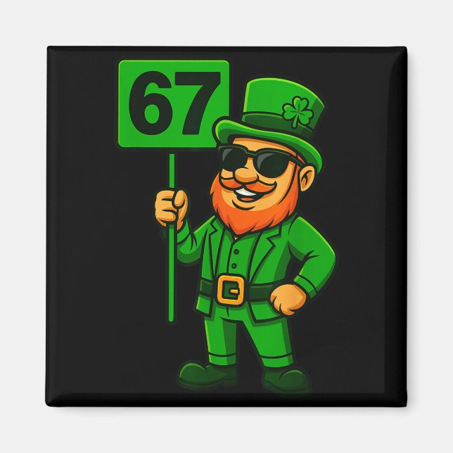 Aimant 67 Leprechaun Six Seven Gen Meme Lucky Vibes St Pa (Devant)