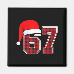 Aimant 67 Mème Drôle de Noël Rouge à Carreaux Xmas Pyjama
