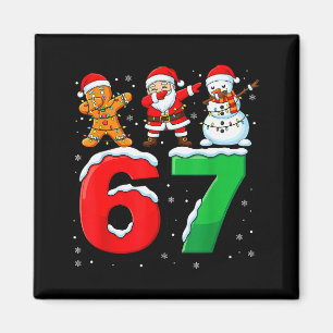 Aimant 67 Meme Six Seven Santa en dabbing 6 7 Noël drôle