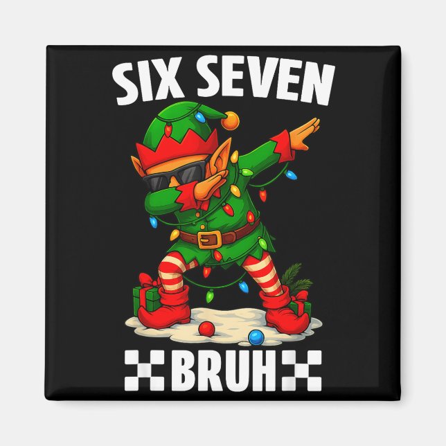 Aimant 67 Six Seven Bruh Drôle de Noël Dabbing Elf 6 7  (Devant)