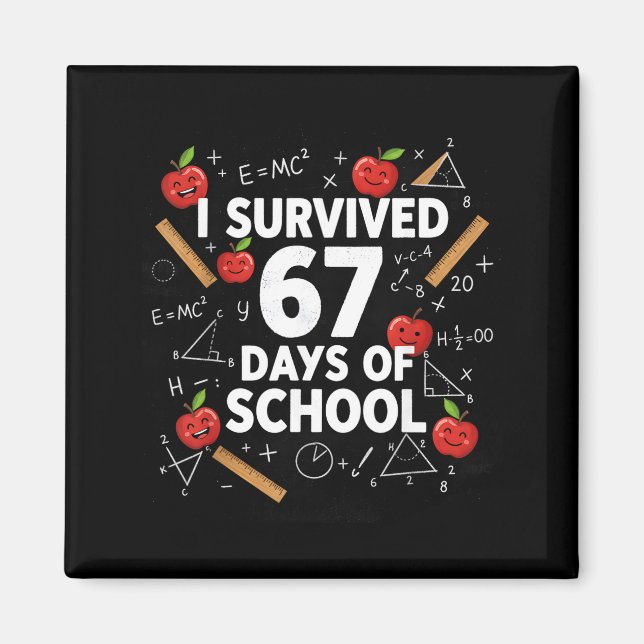 Aimant 67th Day Of School Teacher Kids 67 Math Numbers 10 (Devant)