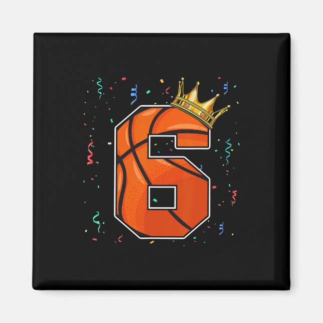 Aimant 6e anniversaire Basketball Big Numéro 6 année Garç (Devant)
