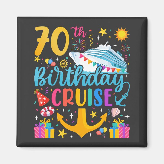 Aimant 70e anniversaire Croisière B-Day Carré de fête (Devant)