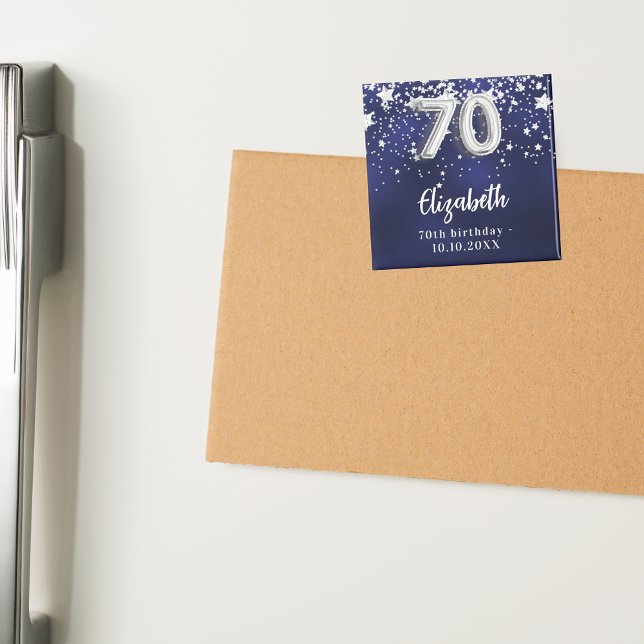 Aimant 70e anniversaire marine bleu argent étoiles (Créateur téléchargé)