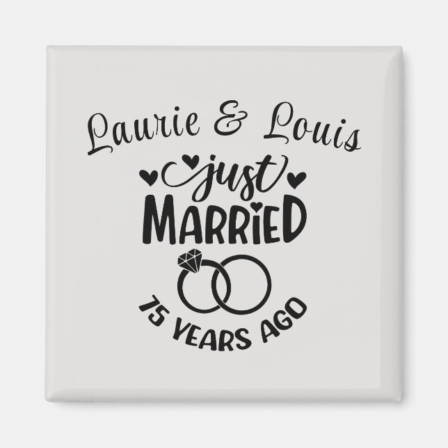 Aimant 75e anniversaire du Mariage Noms personnalisés (Devant)