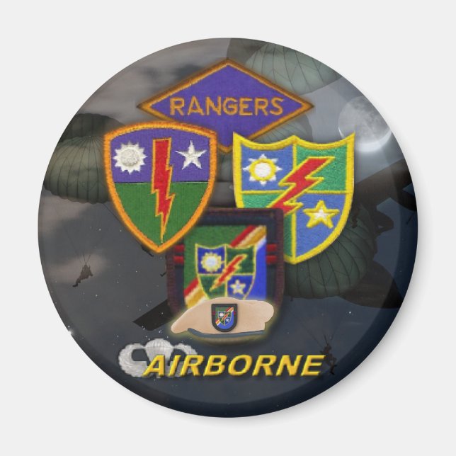 Aimant 75ème rangers aéroportés patch vétérans 2ème guerr (Devant)