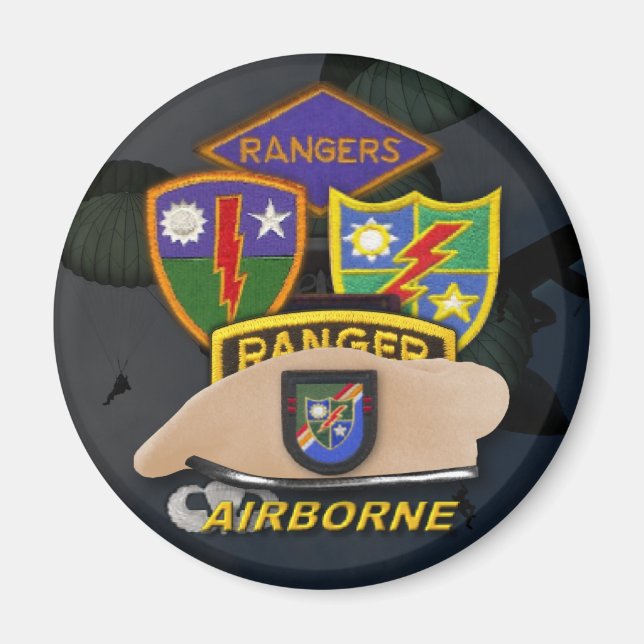 Aimant 75ème rangers aéroportés patch vétérans 2ème guerr (Devant)