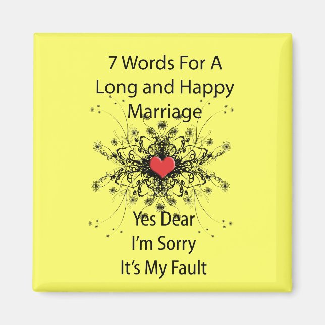 Aimant 7 Mots Pour Un Mariage Long (Devant)