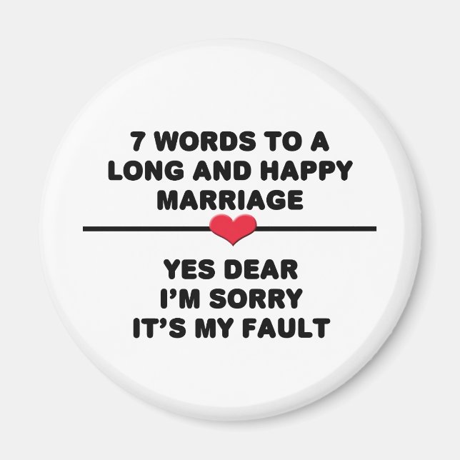 Aimant 7 mots pour un mariage long et heureux (Devant)