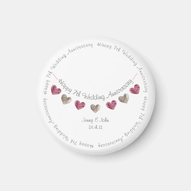 Aimant 7e anniversaire mariage de la laine de l'aimant de (Devant)