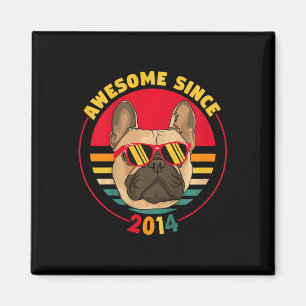 Aimant 7e anniversaire Retro French Bulldog Awesome depui