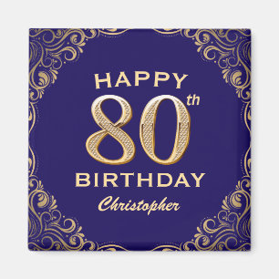 Aimant 80e anniversaire de la Parties scintillant marine 