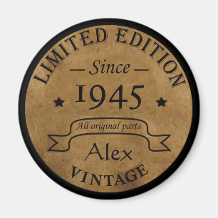Aimant 80e anniversaire vintage personnalisé