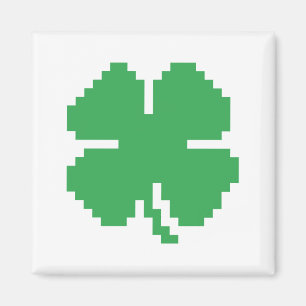 Aimant 8 bits Pixel Lucky Four Leaf Clocher