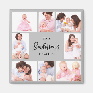 Aimant 8 Sections Family Photo in Gray Frame