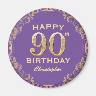 Aimant 90e anniversaire de la Parties scintillant violet 