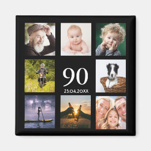 Aimant 90e anniversaire fête photo collage mec noir
