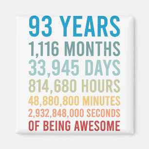 Aimant 93 Years 1116 Les jambes de Months Awesome Birthda