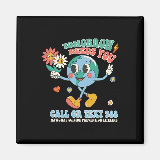 Aimant 988 Prévention du suicide Restez demain Besoin de  (Devant)