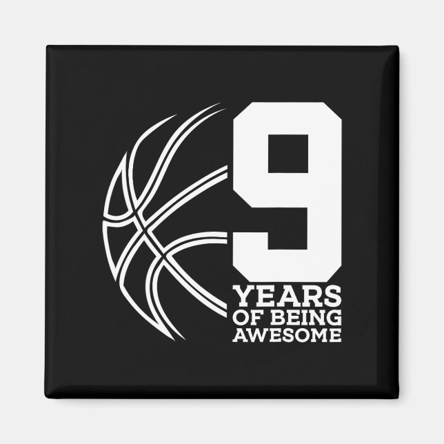 Aimant 9 ans d'être génial Bysketbyll 9e anniversaire (Devant)