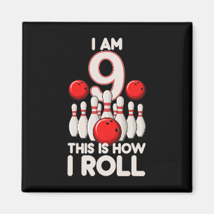 Aimant 9 ans Vieux Bowling Party 9e Anniversaire C'est co