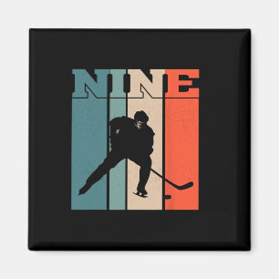 Aimant 9e anniversaire Rétro Hockey sur glace 9 ans Garço