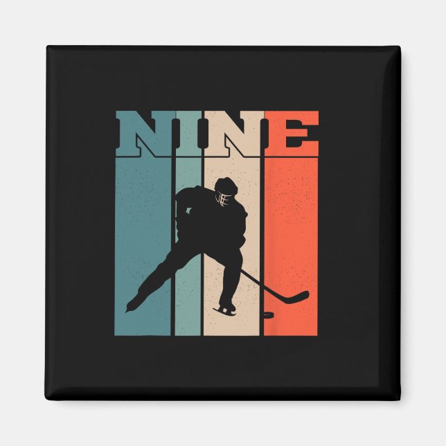 Aimant 9e anniversaire Rétro Hockey sur glace 9 ans Garço (Devant)