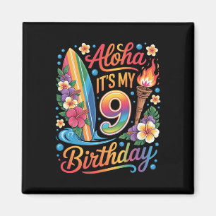 Aimant 9e anniversaire vacances croisière tropical aloha