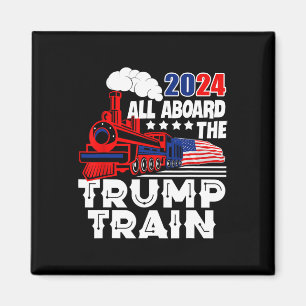 Aimant À bord du Trump Train 2024 Drapeau américain Trump