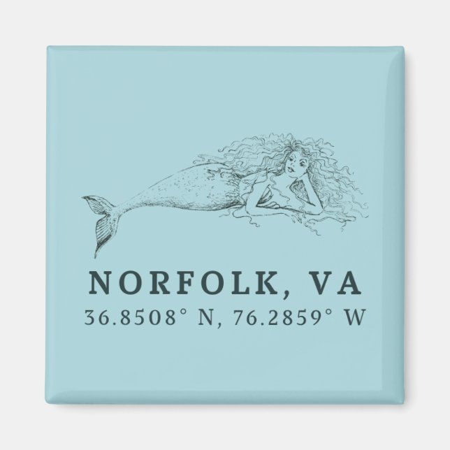Aimant à bouton de sirène - Coordonnées de Norfolk (Devant)