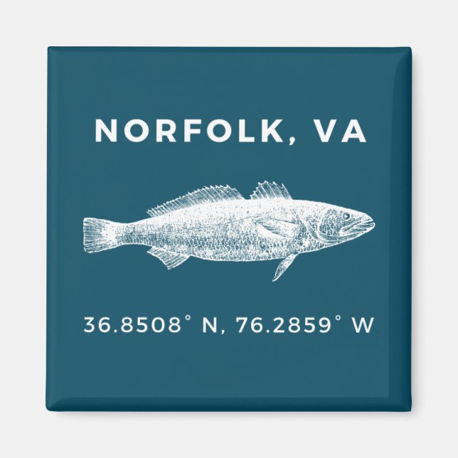 Aimant à bouton nautique - Coordonnées de Norfolk  (Devant)