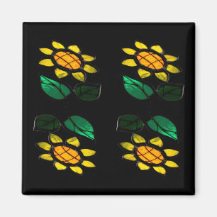 Aimant à Carré en verre à 4 Fleurs