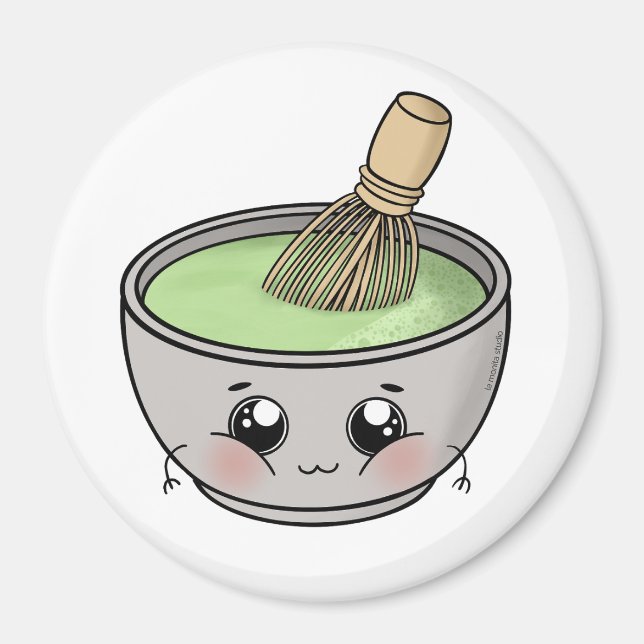 Aimant A cute bowl of matcha tea - Kawaii (Devant)