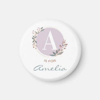 Aimant A est pour Amelia (ou Nom Personnalisé) Bébé Fille