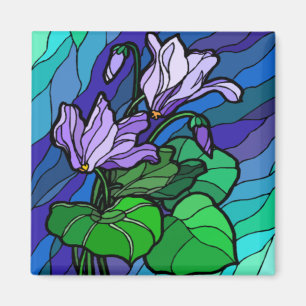 Aimant à fleur pourpre en verre
