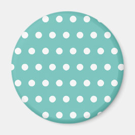 Aimant à frigo à points polka (Aqua & White)