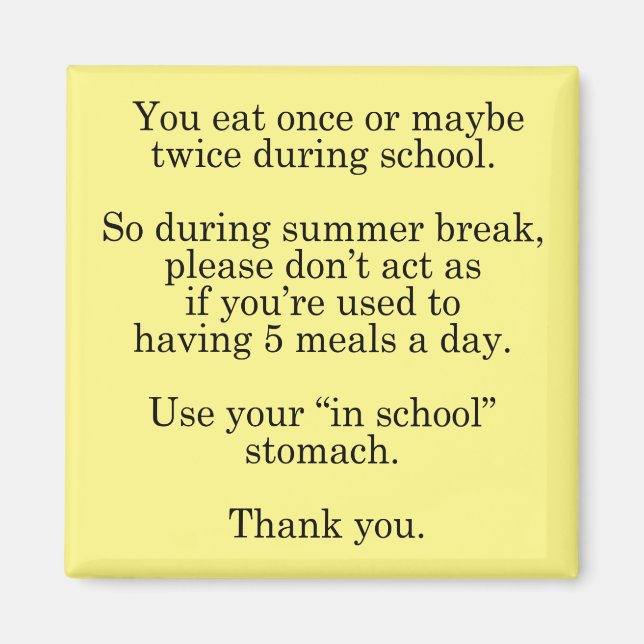 Aimant À L'École Stomach Pour L'Été (Devant)