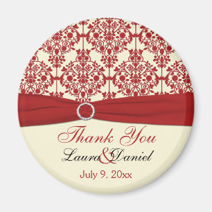 Aimant à Merci de crème et de Damas rouge