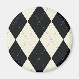 Aimant à motifs de losanges noir et blanc